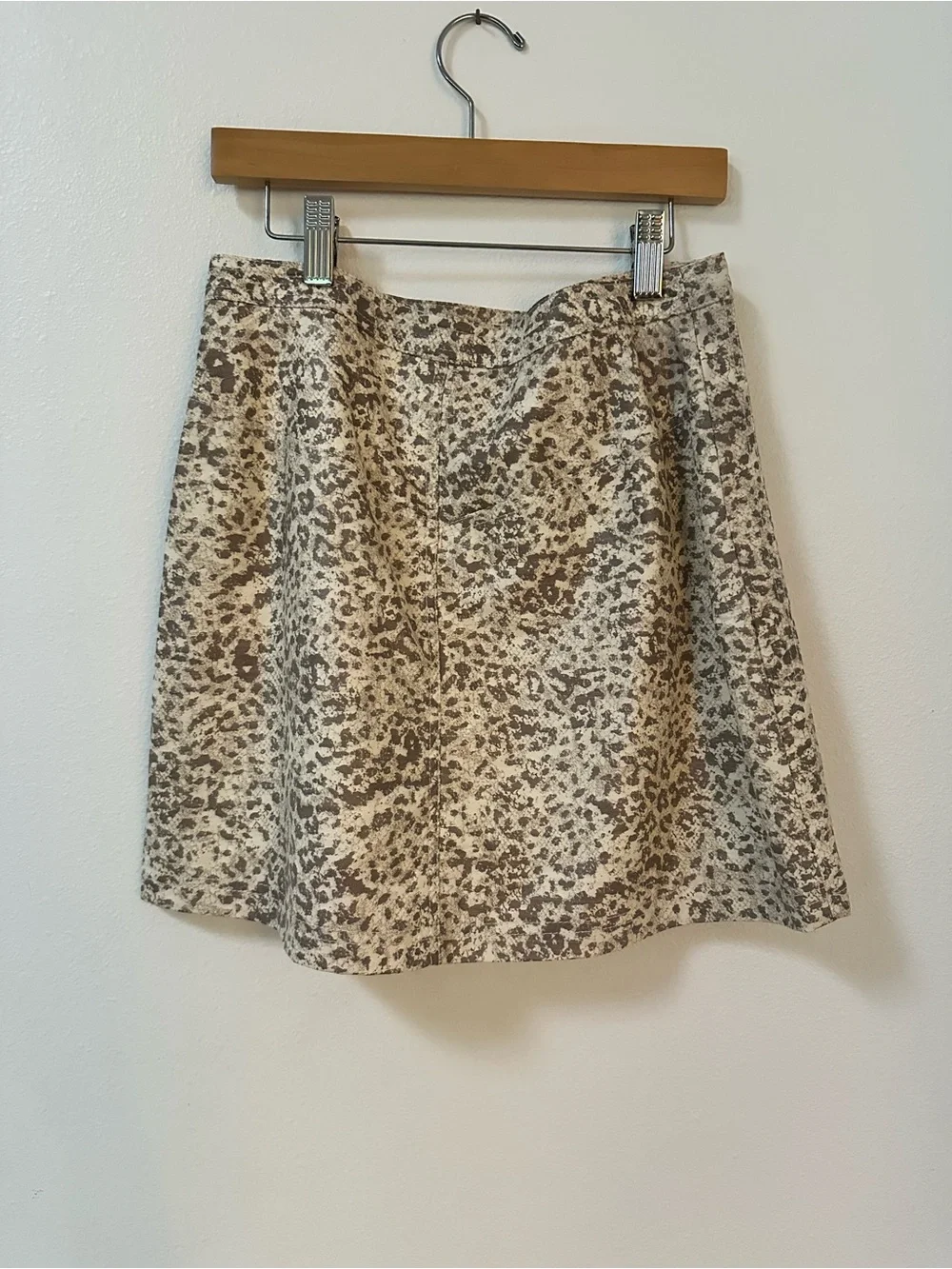 Free People Skirt Size 2 Fake Out Leopard Print Faux Leather Light Combo